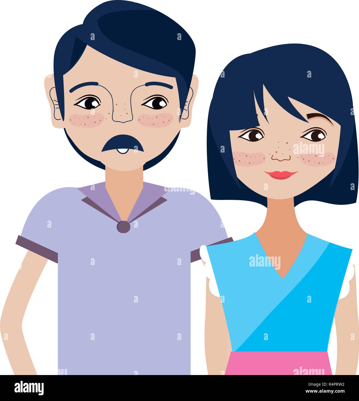 Couple woman and man smiling cartoon vector illustration graphic design ...