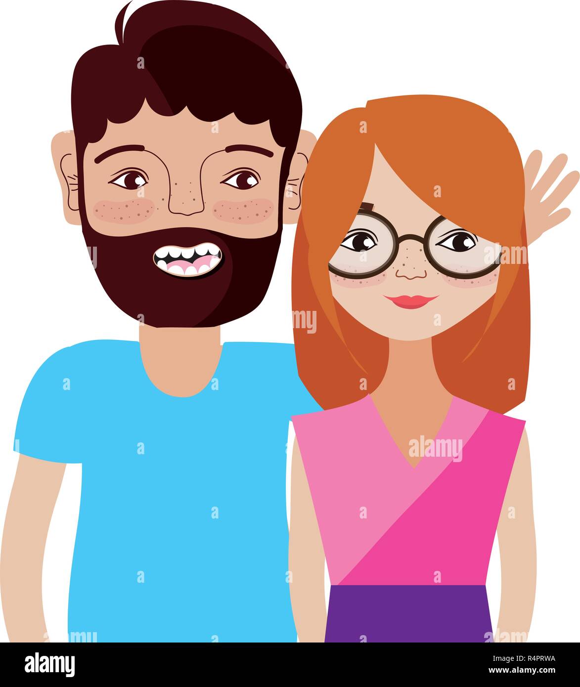 Couple woman and man smiling cartoon vector illustration graphic design ...