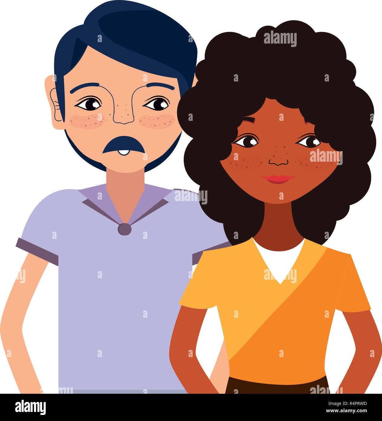Couple woman and man smiling cartoon vector illustration graphic design ...