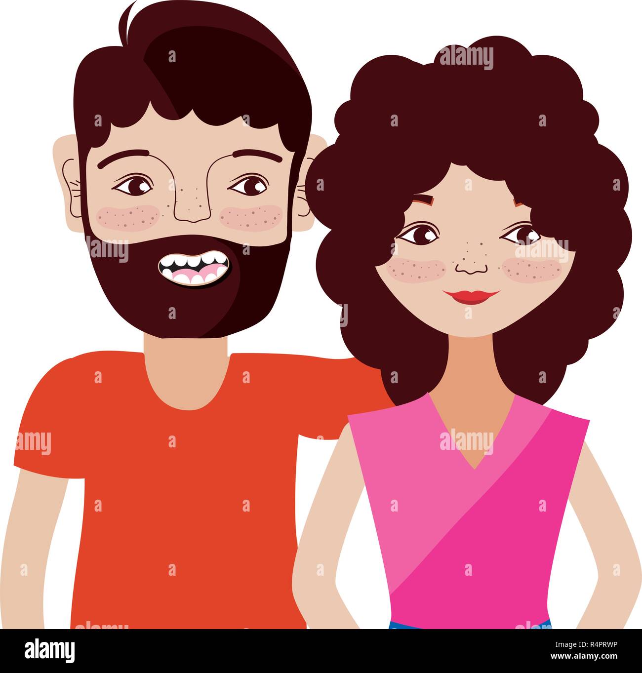 Couple woman and man smiling cartoon vector illustration graphic design ...