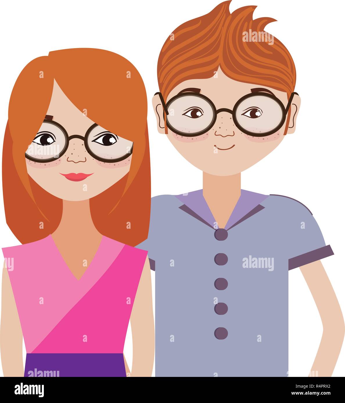 Couple woman and man smiling cartoon vector illustration graphic design ...