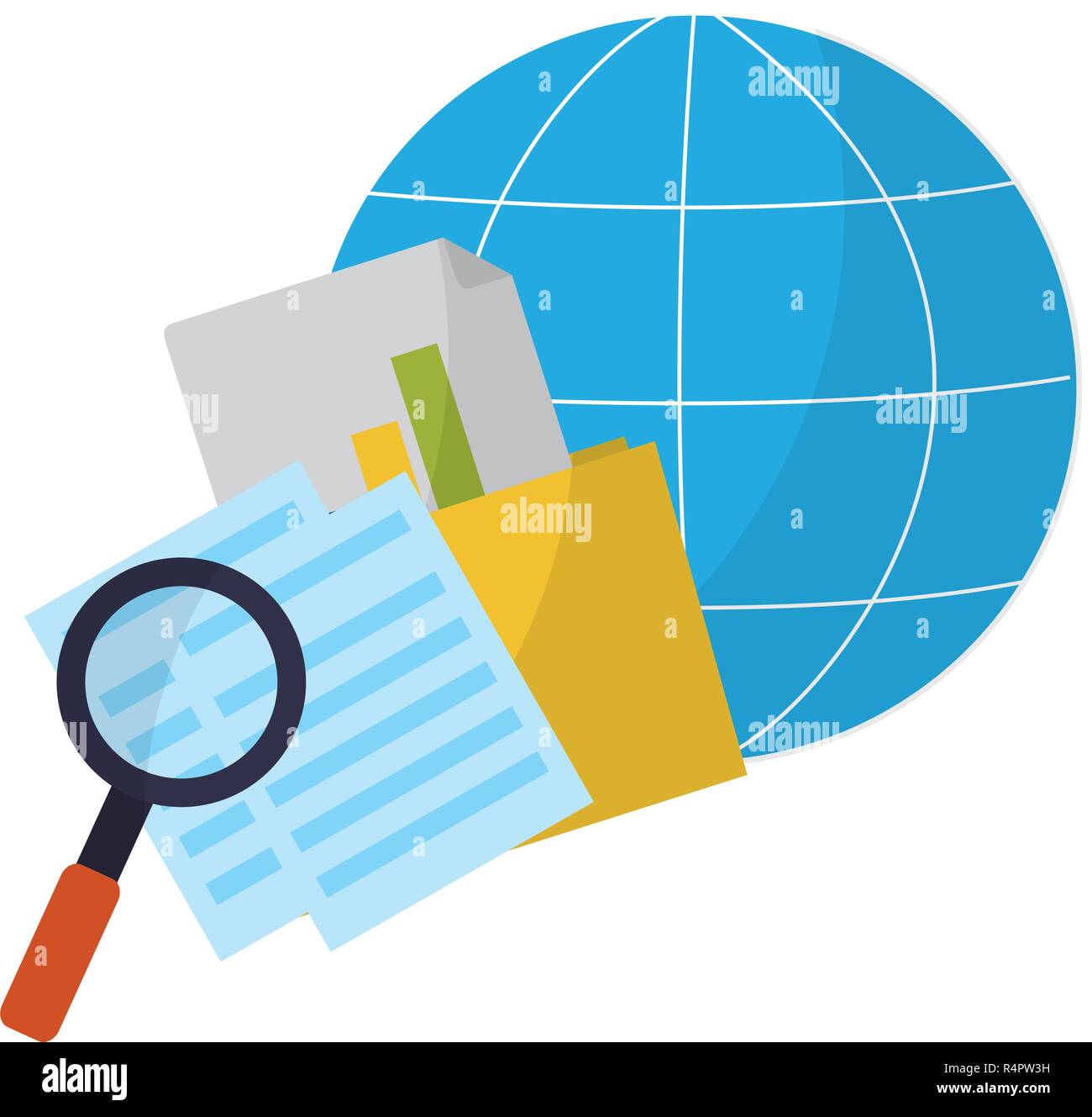 Business office folder with document and global sphere symbol vector ...