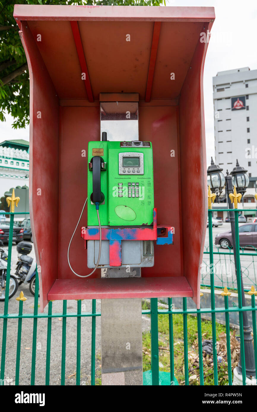 Public Pay Telephone, 2018, Ipoh, Malaysia. Stock Photo