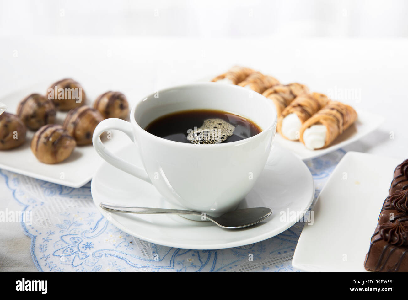 Coffee Break with Sweets Stock Photo - Alamy