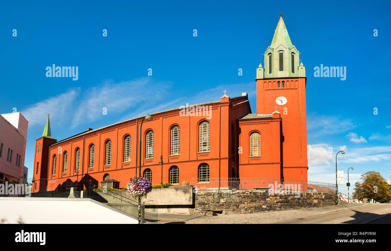 Panorama of the Saint Petri church, or 'Petrikirken' in Stavanger city centre, Norway. Stock Photo