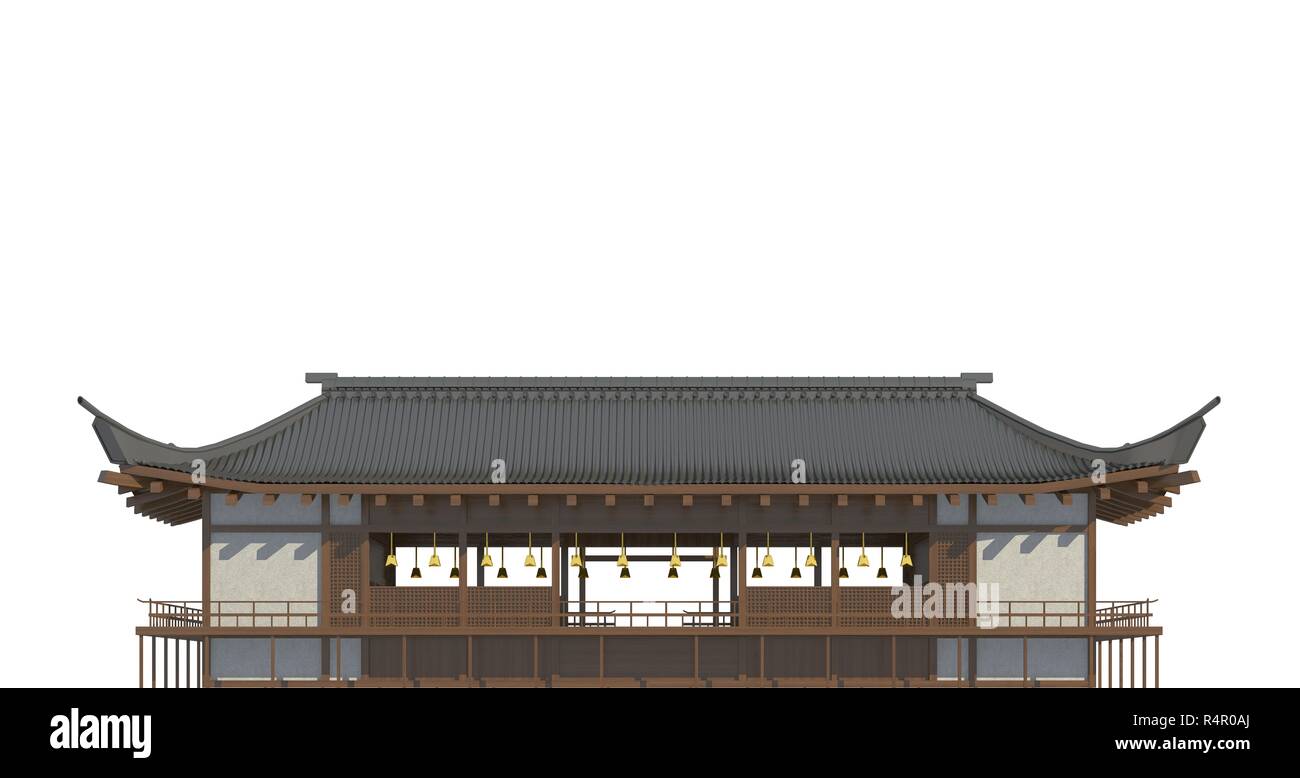 Japanese house isolated on white background 3d illustration Stock Photo ...