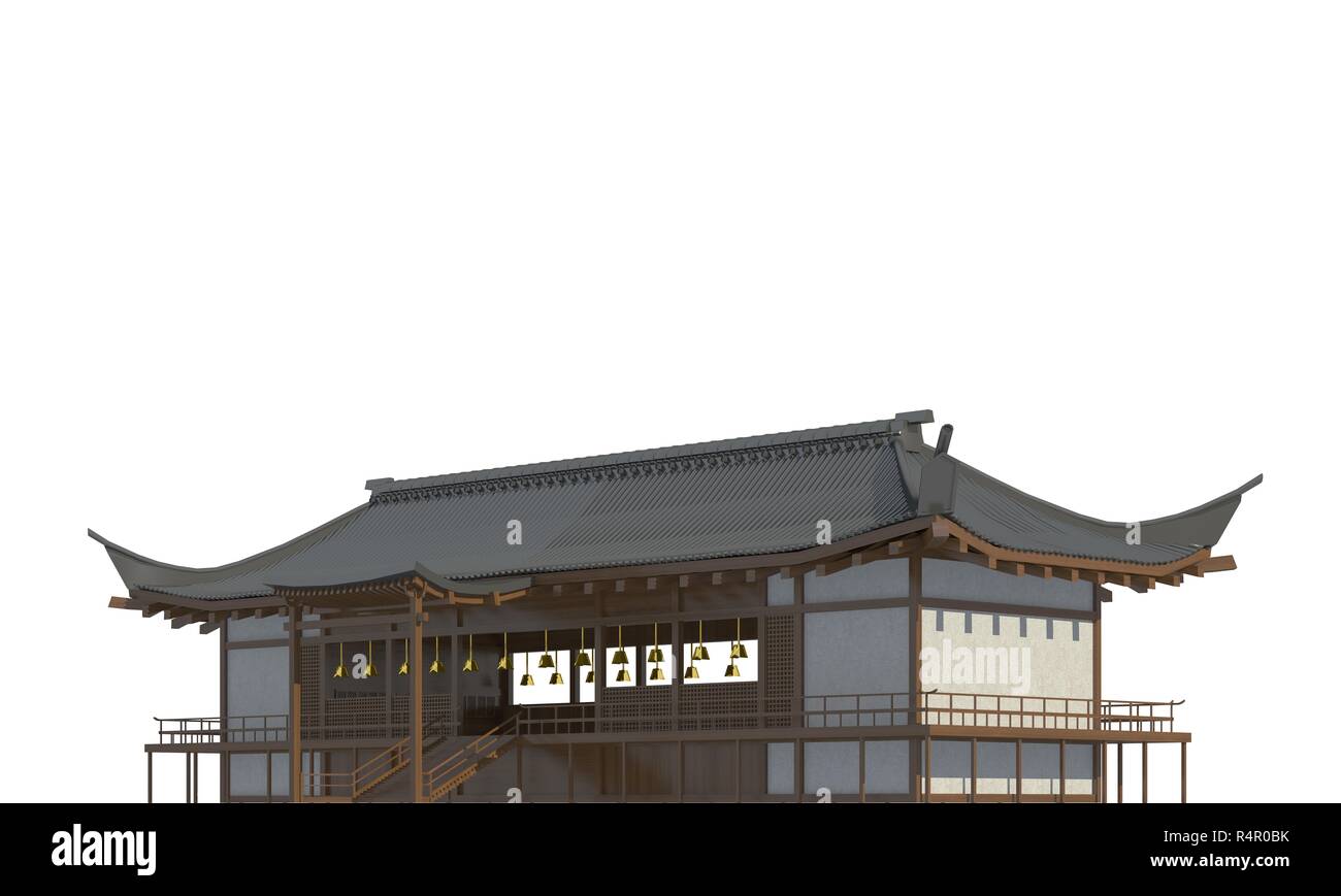 Japanese house isolated on white background 3d illustration Stock Photo ...