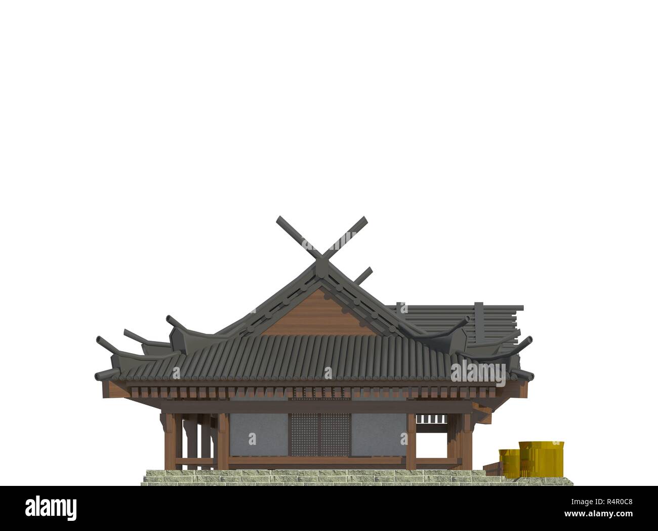 Japanese house isolated on white background 3d illustration Stock Photo ...
