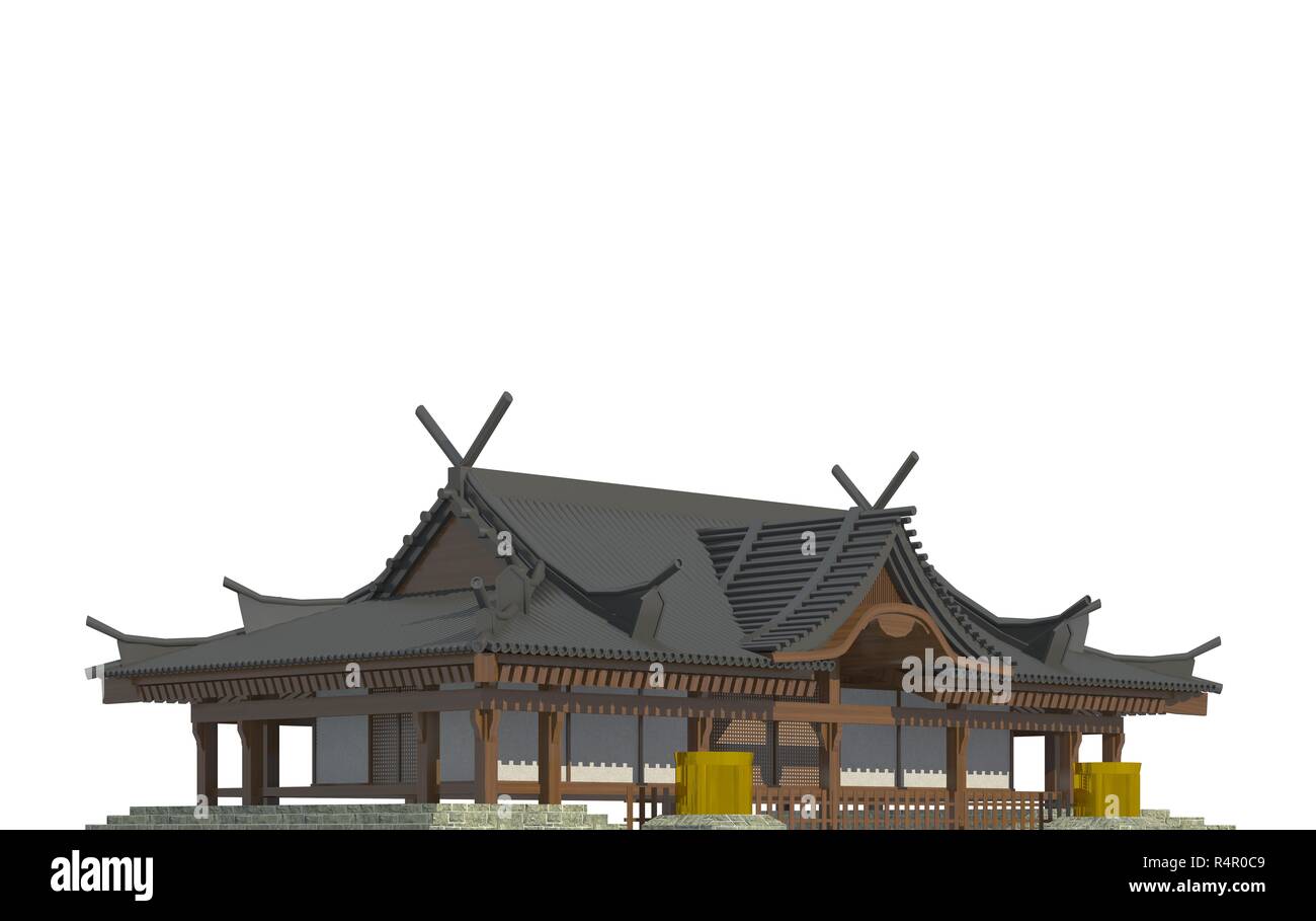 Japanese house isolated on white background 3d illustration Stock Photo ...