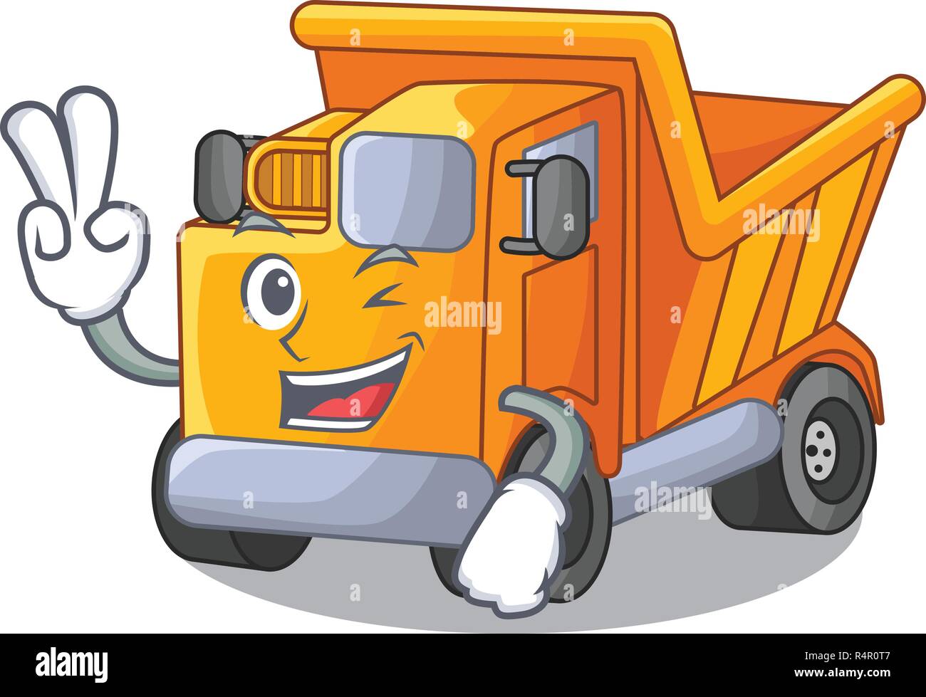 Two finger cartoon truck transportation on the road Stock Vector