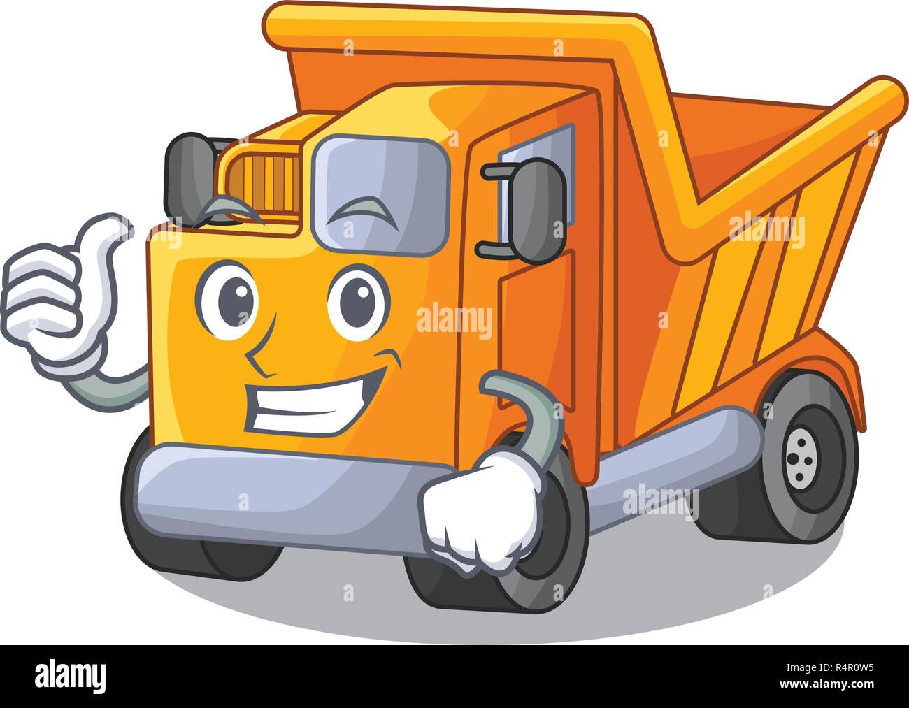 Thumbs up cartoon truck transportation on the road Stock Vector