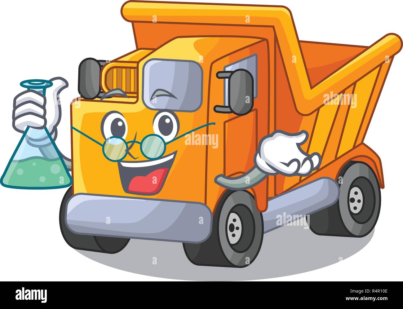 Professor cartoon truck transportation on the road Stock Vector