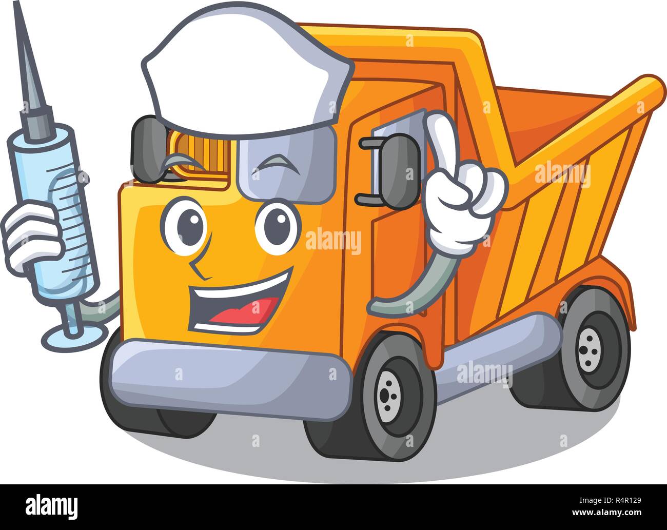 Nurse cartoon truck transportation on the road Stock Vector