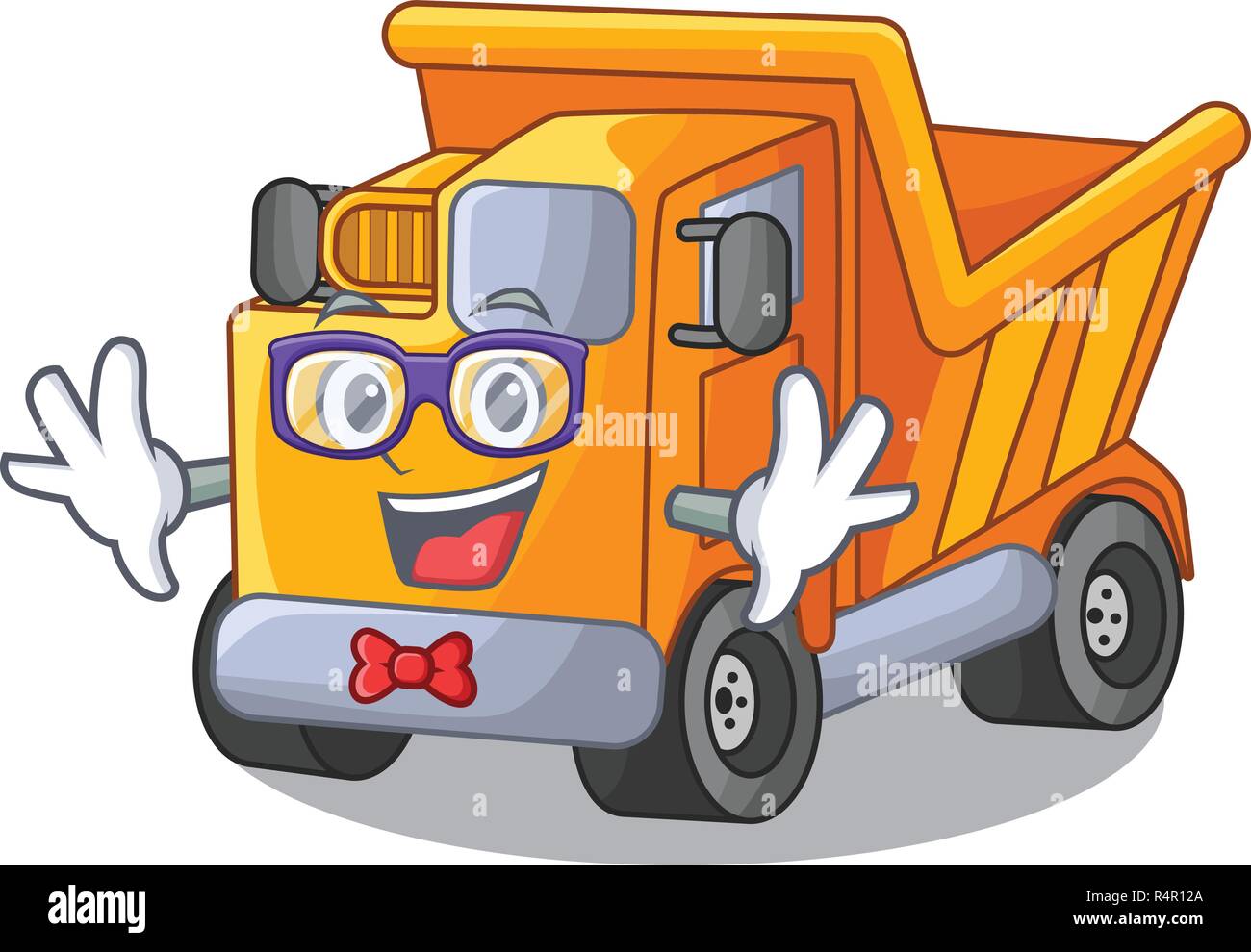 Geek cartoon truck transportation on the road Stock Vector