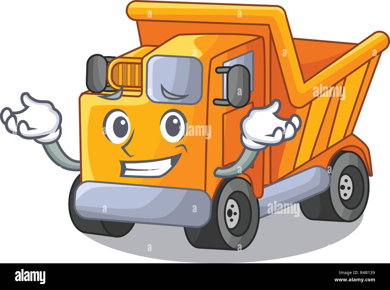 Grinning cartoon truck transportation on the road Stock Vector
