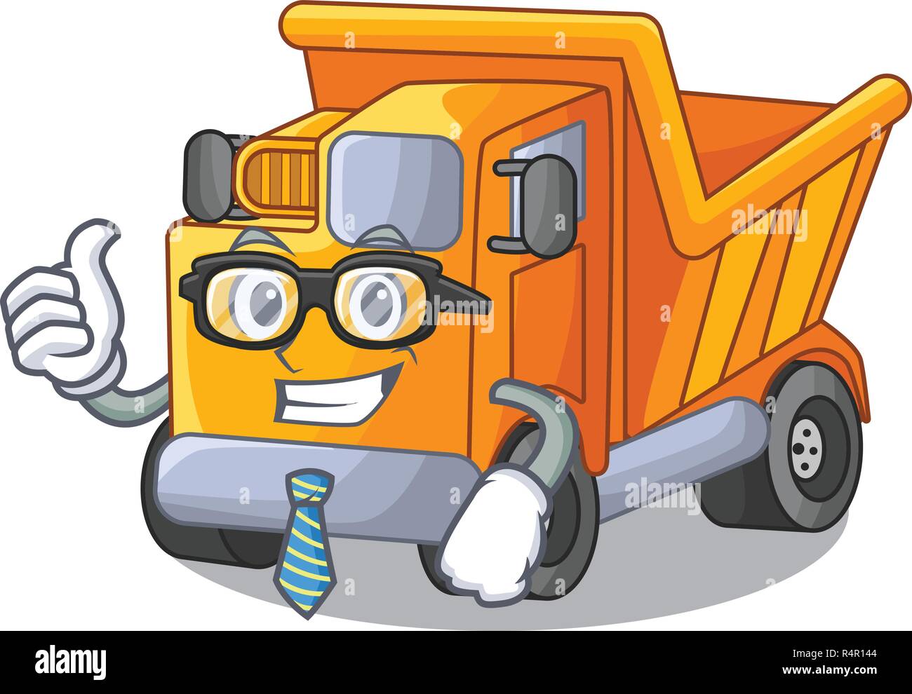 Businessman cartoon truck transportation on the road Stock Vector