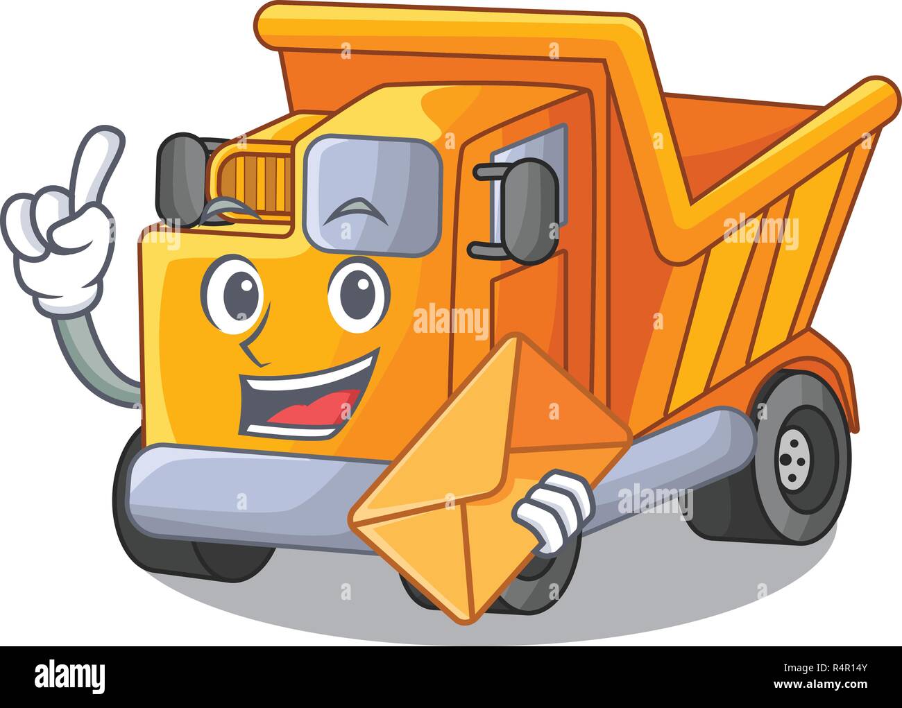 With envelope cartoon truck transportation on the road Stock Vector