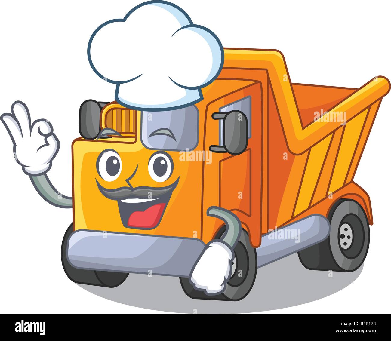 Chef cartoon truck transportation on the road Stock Vector