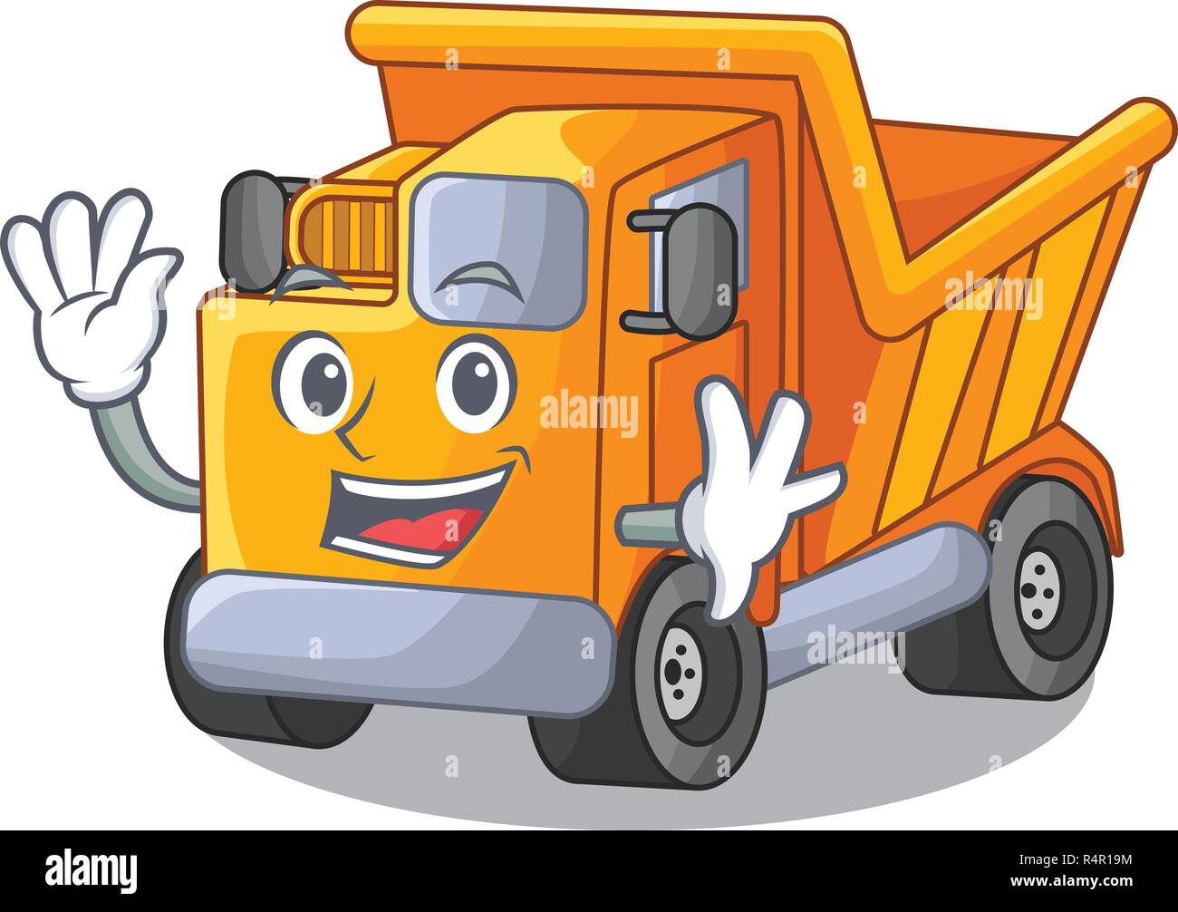 Waving cartoon truck transportation on the road Stock Vector