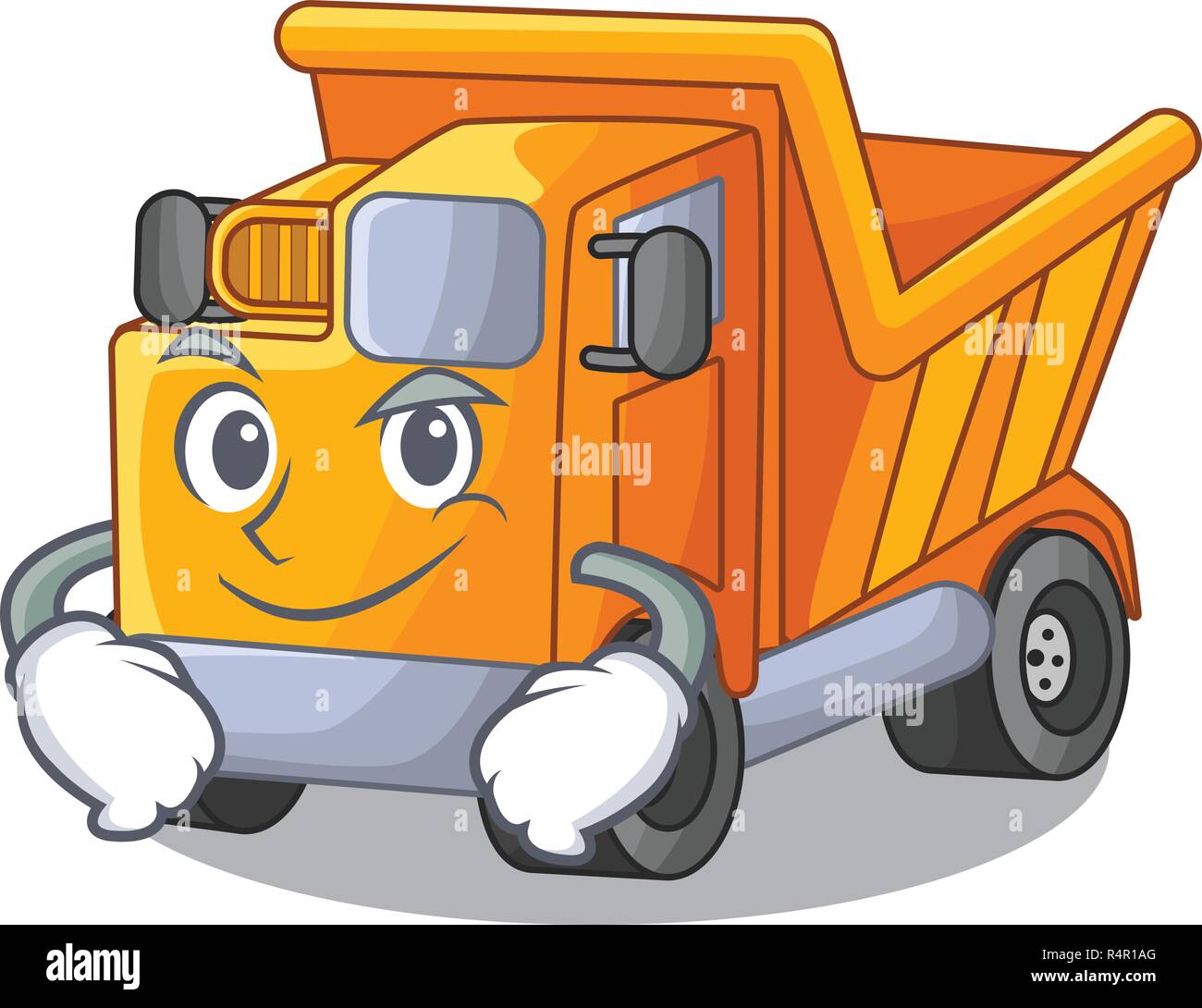 Smirking cartoon truck transportation on the road Stock Vector