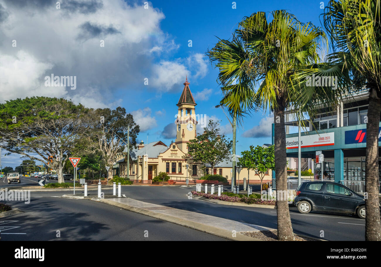 the Victorian Italianate architecture of historic Ballina Court House, Ballina, Norther Rivers region, New South Wales, Australia Stock Photo
