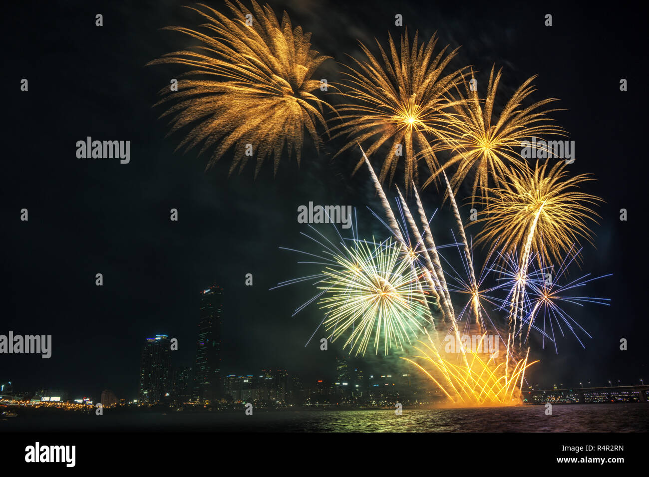 Seoul International Fireworks Festival Stock Photo