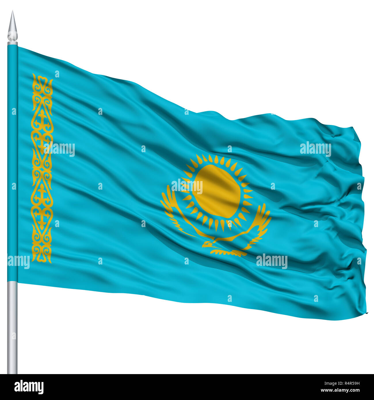 Kazakhstan Flag on a Flagpole · Free Stock Photo