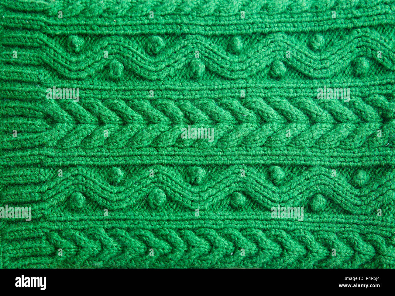 Knitted green pattern wool sweater texture close up Stock Photo - Alamy