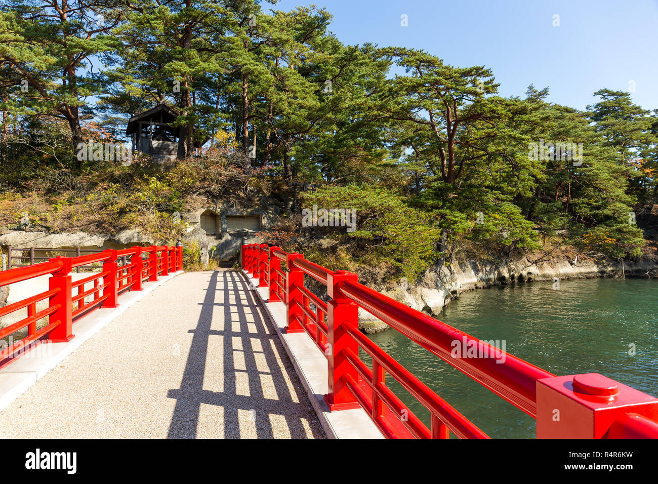 Red bridge in Japanese Matsushima Stock Photo - Alamy
