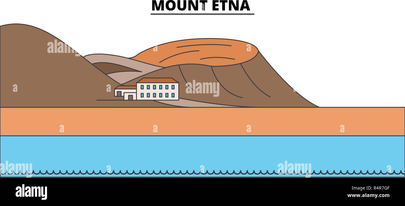 Mount Etna line travel landmark, skyline, vector design. Mount Etna linear  illustration Stock Vector Image & Art - Alamy