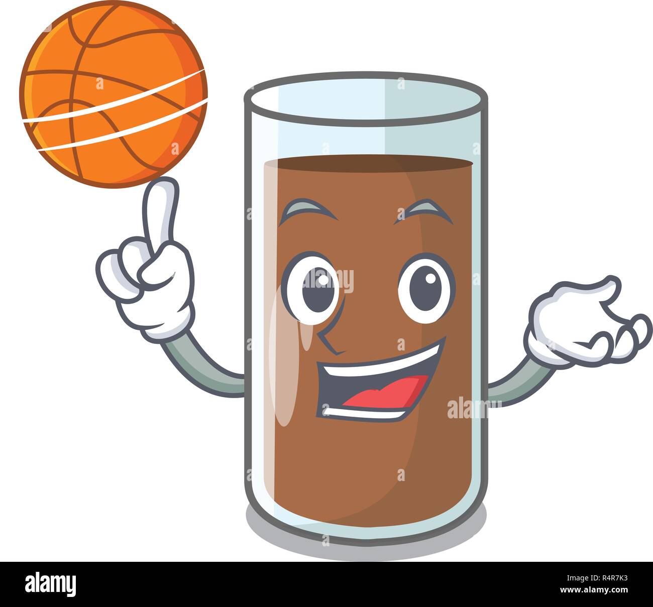 With basketball pouring chocolate milk from bottle cartoon Stock Vector