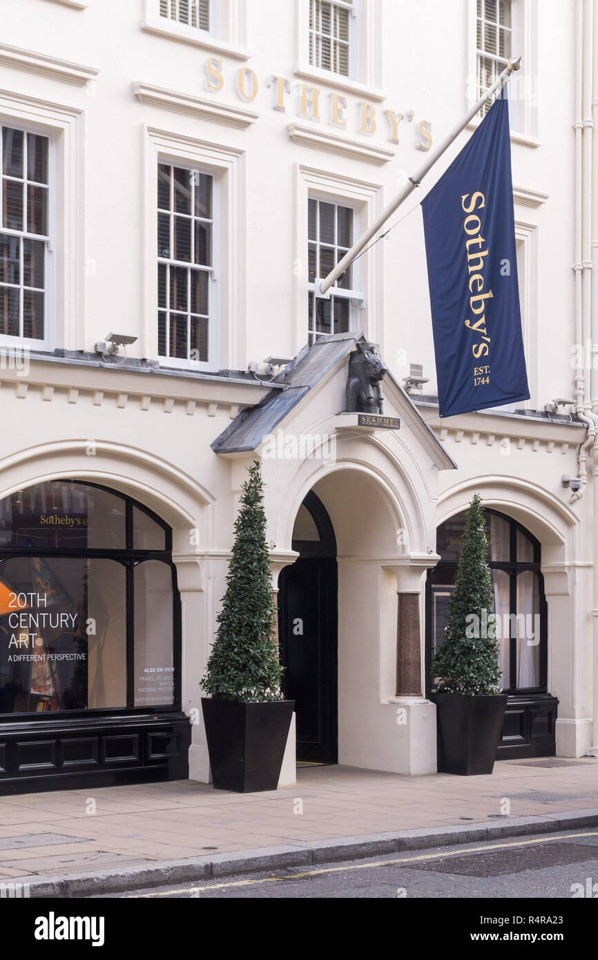 Southerby's building in New Bond Street, Mayfair, London Stock Photo