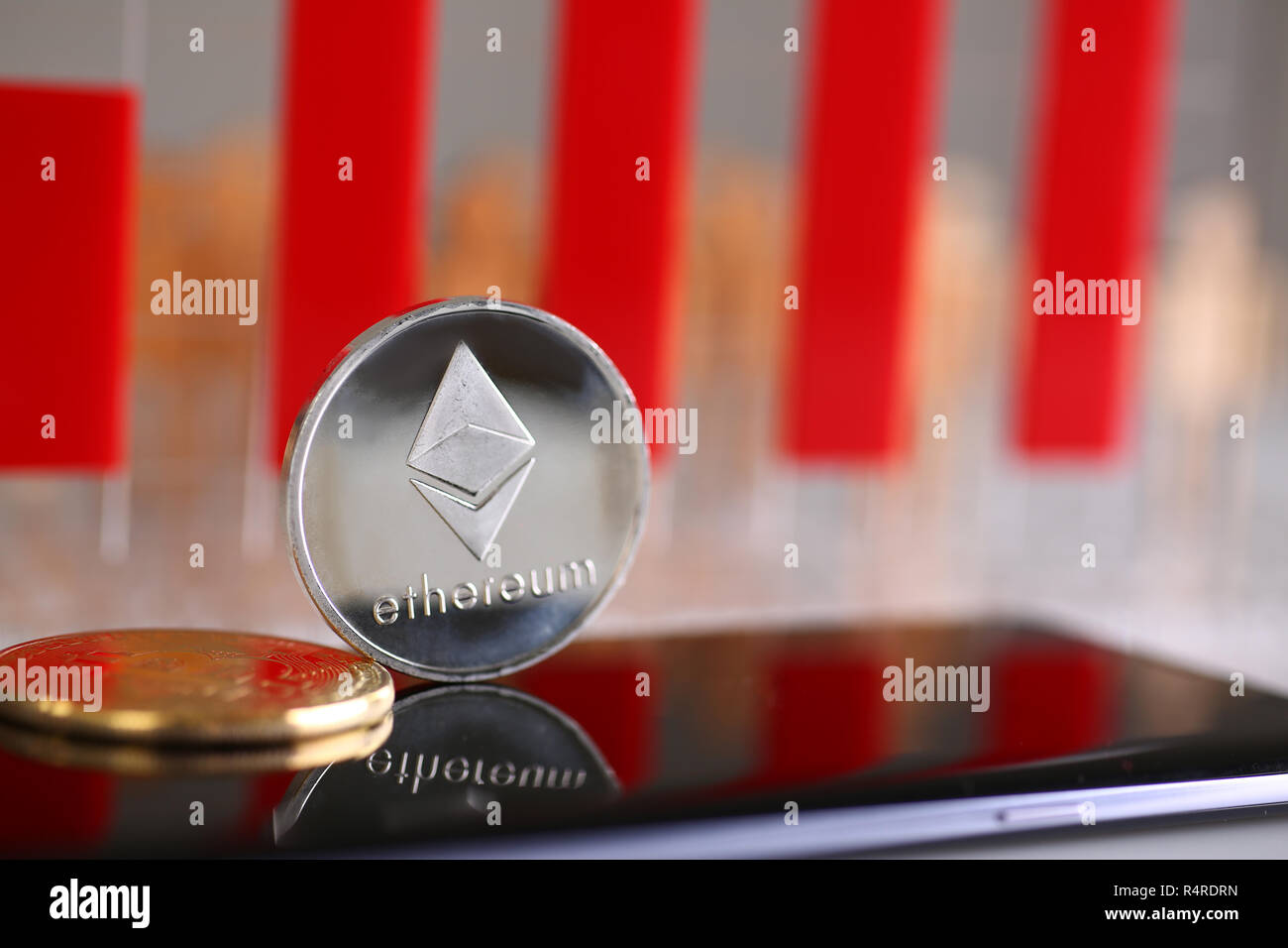 Silver bitcoin coin lying hi-res stock photography and images - Alamy