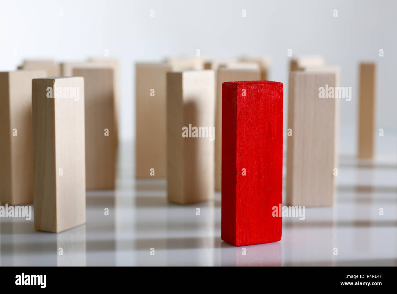 One red winner lottery wood block row Stock Photo - Alamy