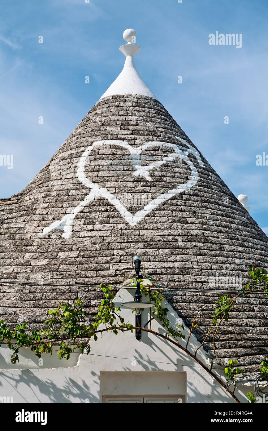Apulia Symbol Symbol in the Trullo conical rooftop in Alberobello, Apulia, Italy ...