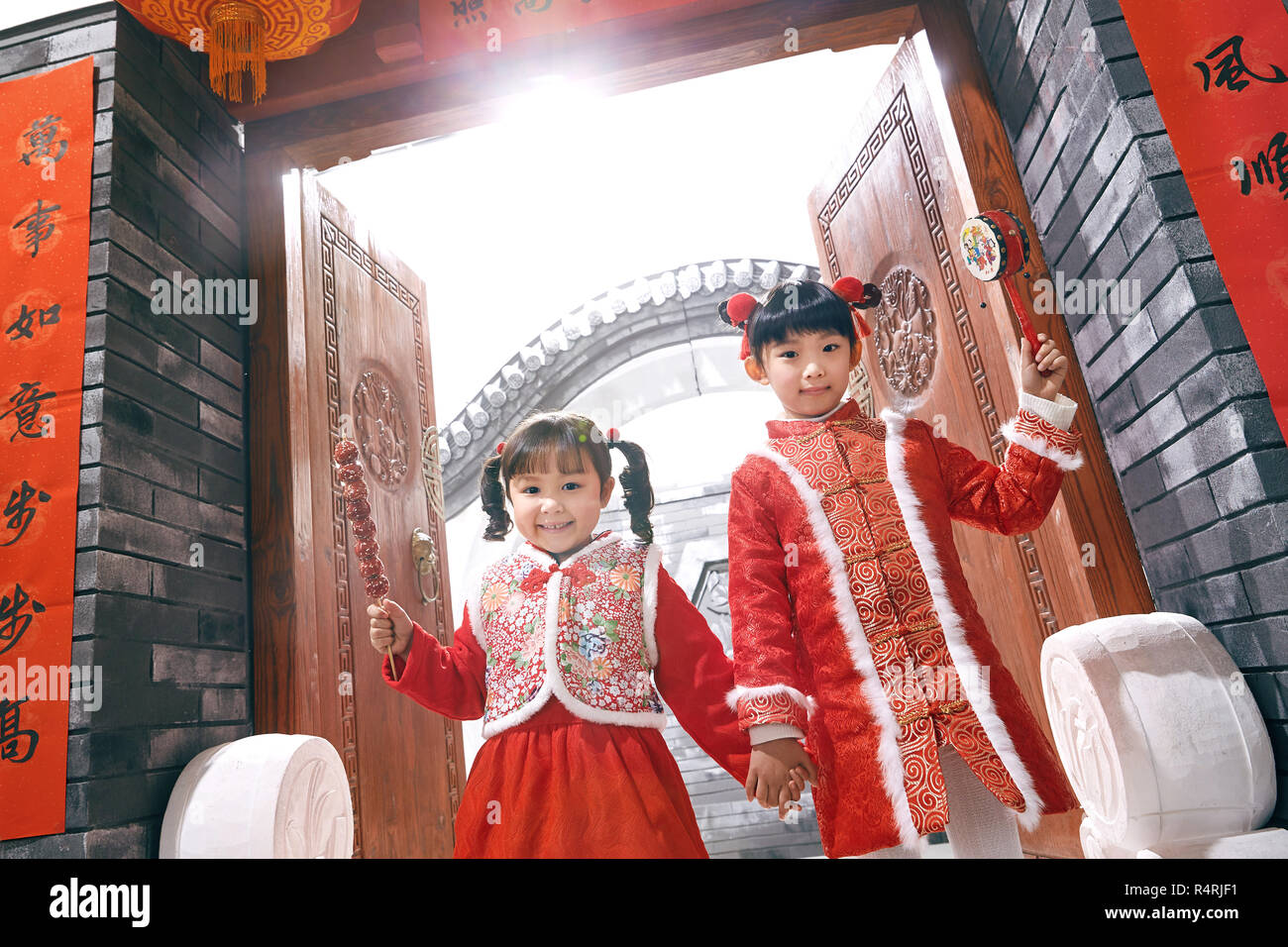 Happy little girl celebrating the New Year Stock Photo