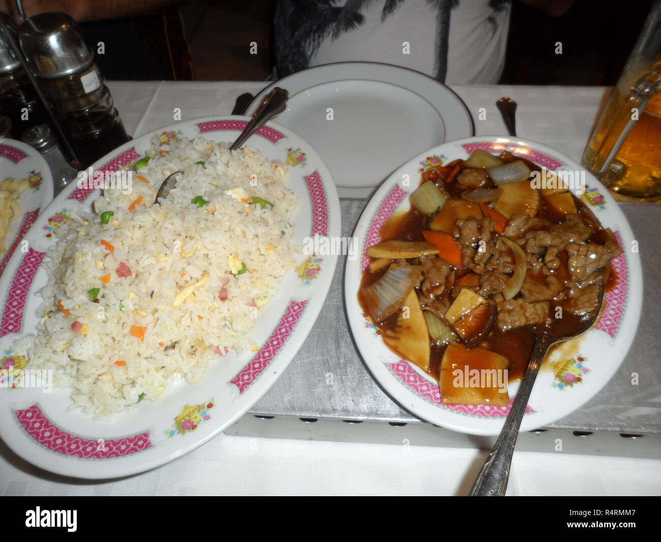 Chinese restaurant main course dish of Egg fried rice with Beef and ...