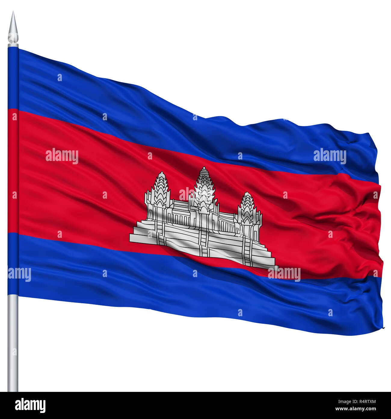 Cambodia Flag on Flagpole Stock Photo - Alamy