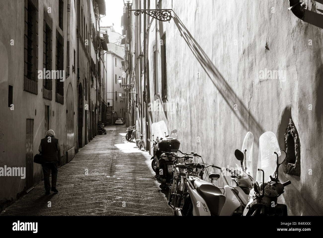 Street scene, late afternoon sunlight,Florence, Italy. Stock Photo