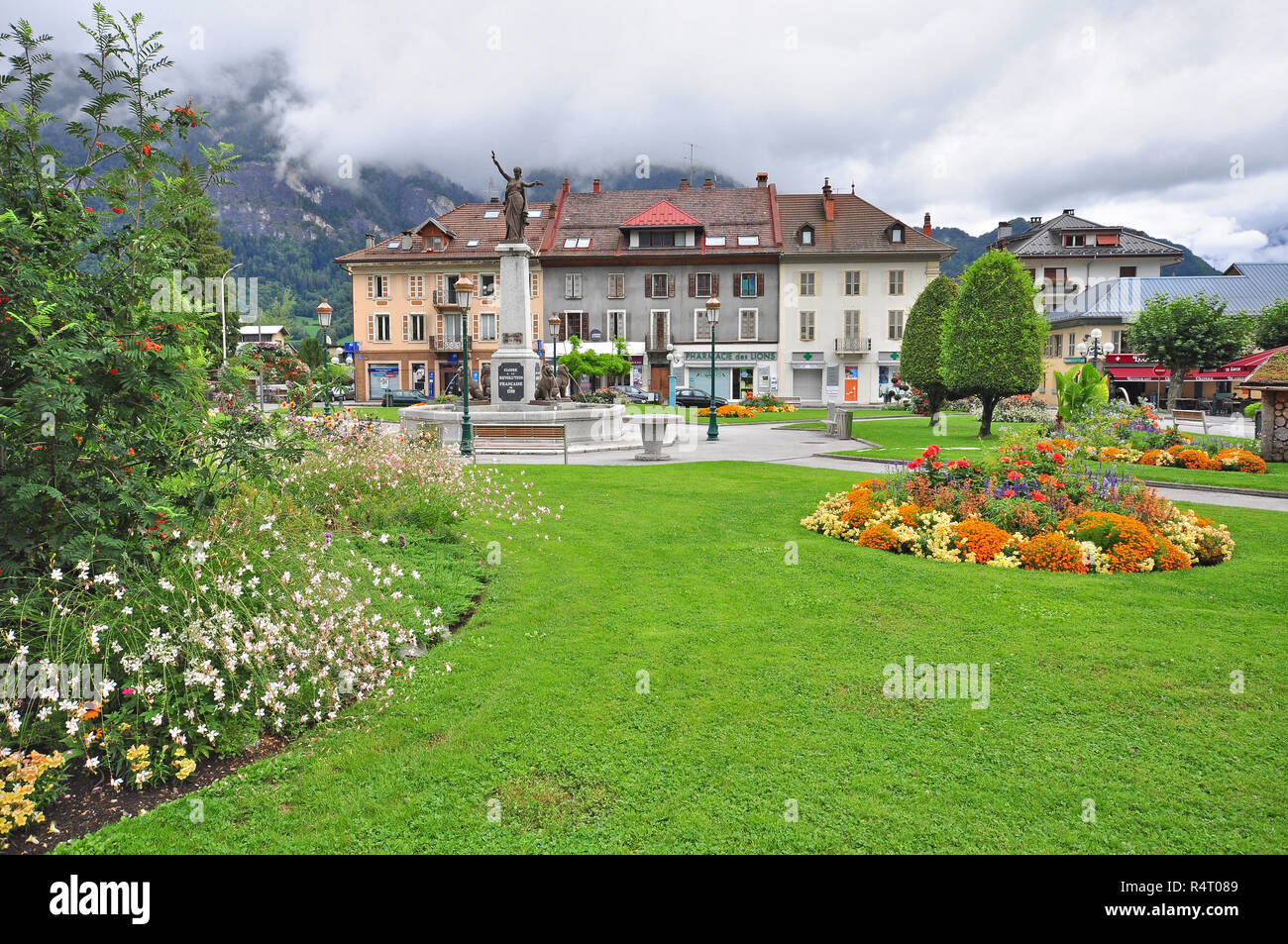 SALLANCHES, FRANCE AUGUST 16 View of the square in city centre of