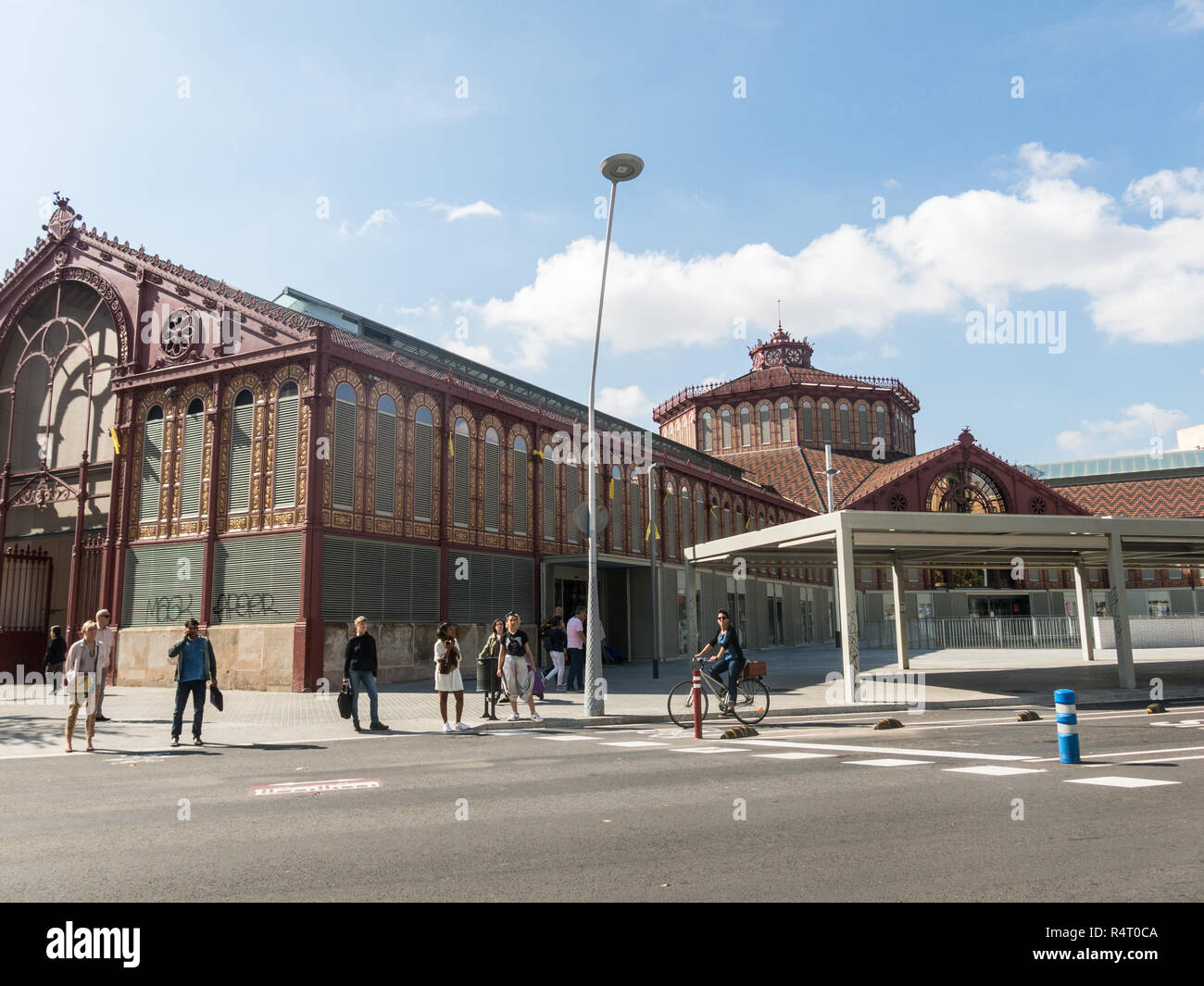 BARCELONA, SPAIN - October 17, 2018: Sant Antoni public market, where locals buy food and clothing producers. Created in 1882, it is made of iron and  Stock Photo