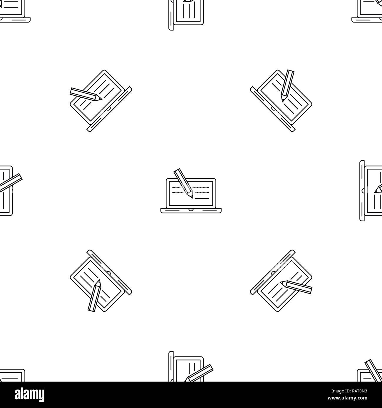 Laptop text writing pattern seamless vector repeat geometric for any web design Stock Vector