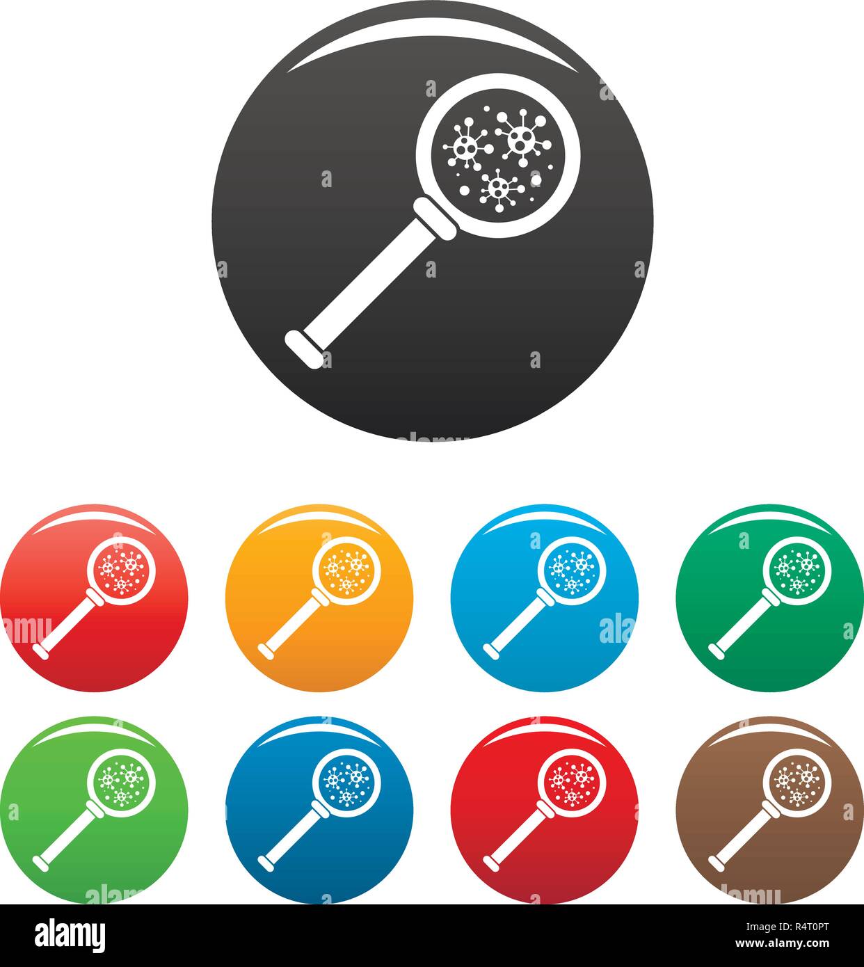 Virus magnify glass inspection icons set 9 color vector isolated on ...