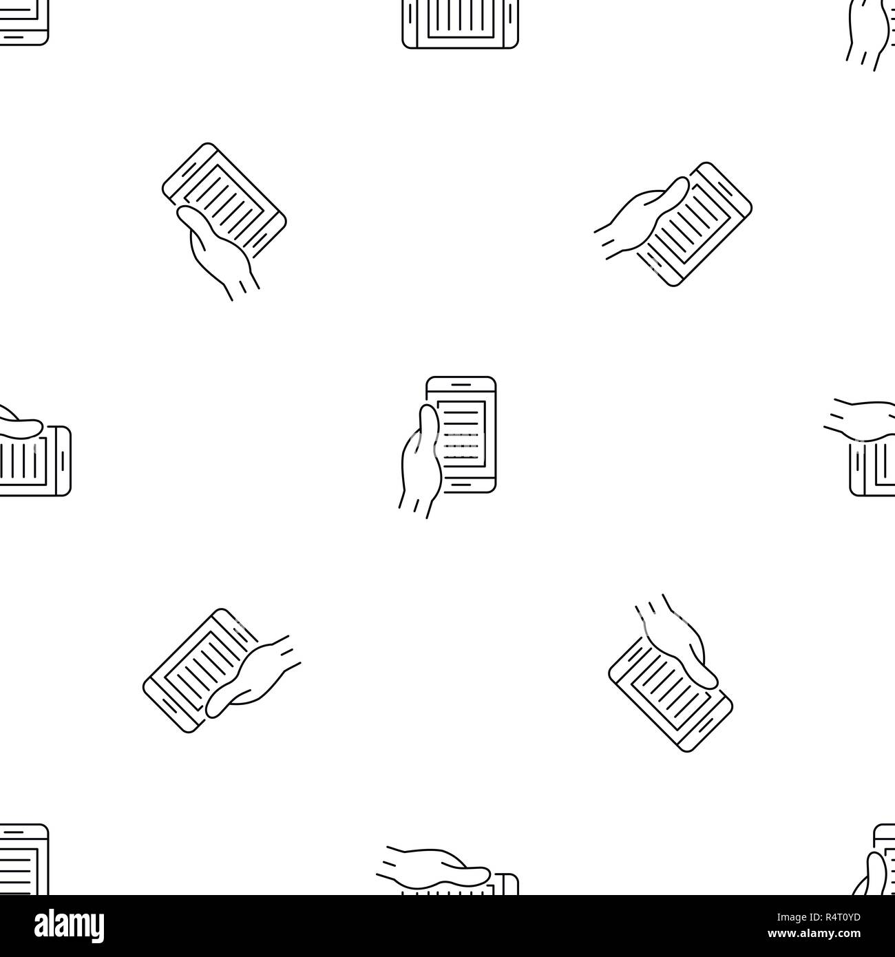 Smartphone in hand pattern seamless vector repeat geometric for any web design Stock Vector