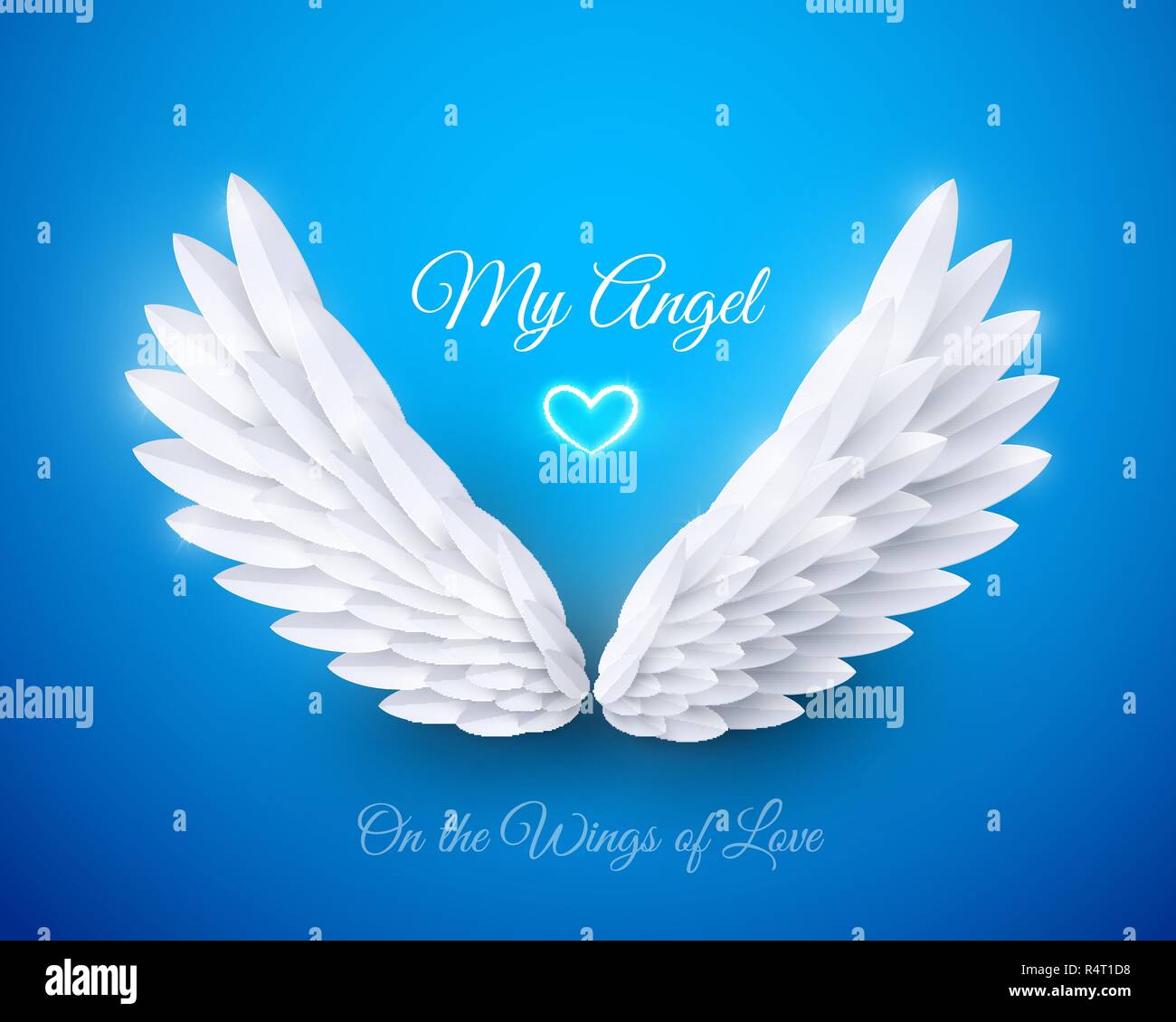 Vector 3d white realistic layered paper cut angel wings Stock Vector ...