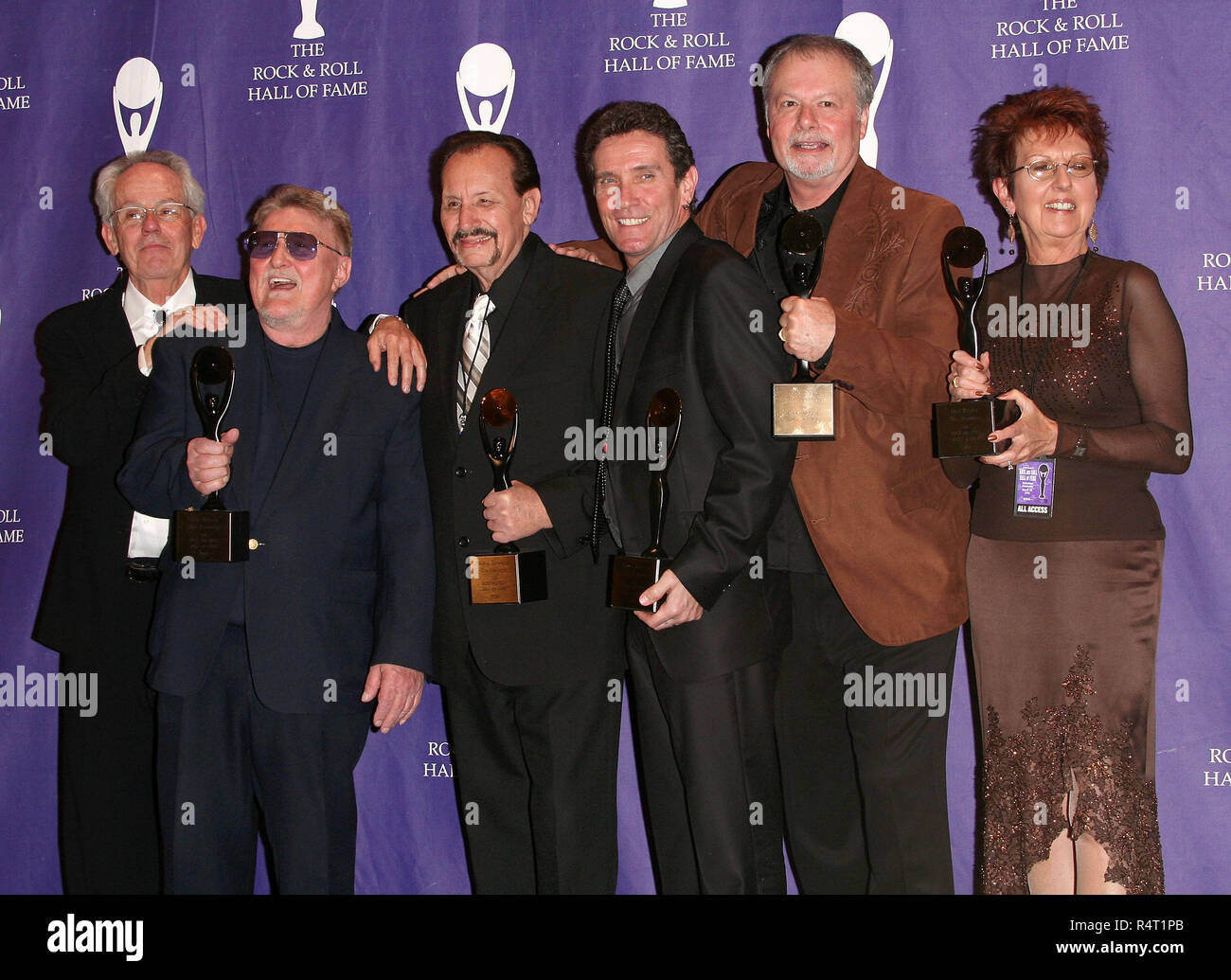 NEW YORK Ð March 10: Members of The Ventures pose in the press room at The  2008 Rock N' Roll Hall of Fame Induction Ceremony at The Waldorf=Astoria  Hotel in New York