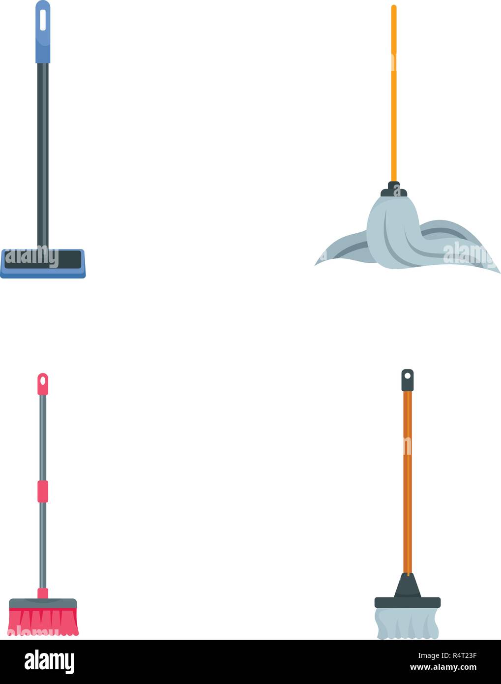 Mop cleaning swab icons set. Flat illustration of 4 mop cleaning swab vector icons isolated on
