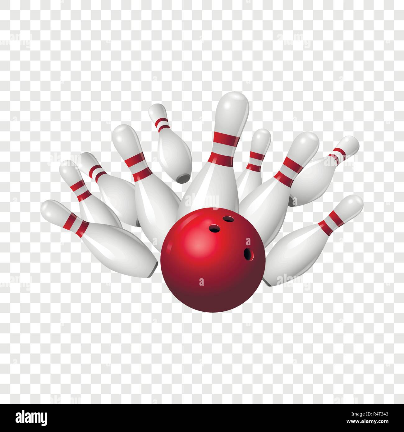 Bowling strike icon. Realistic illustration of bowling strike vector