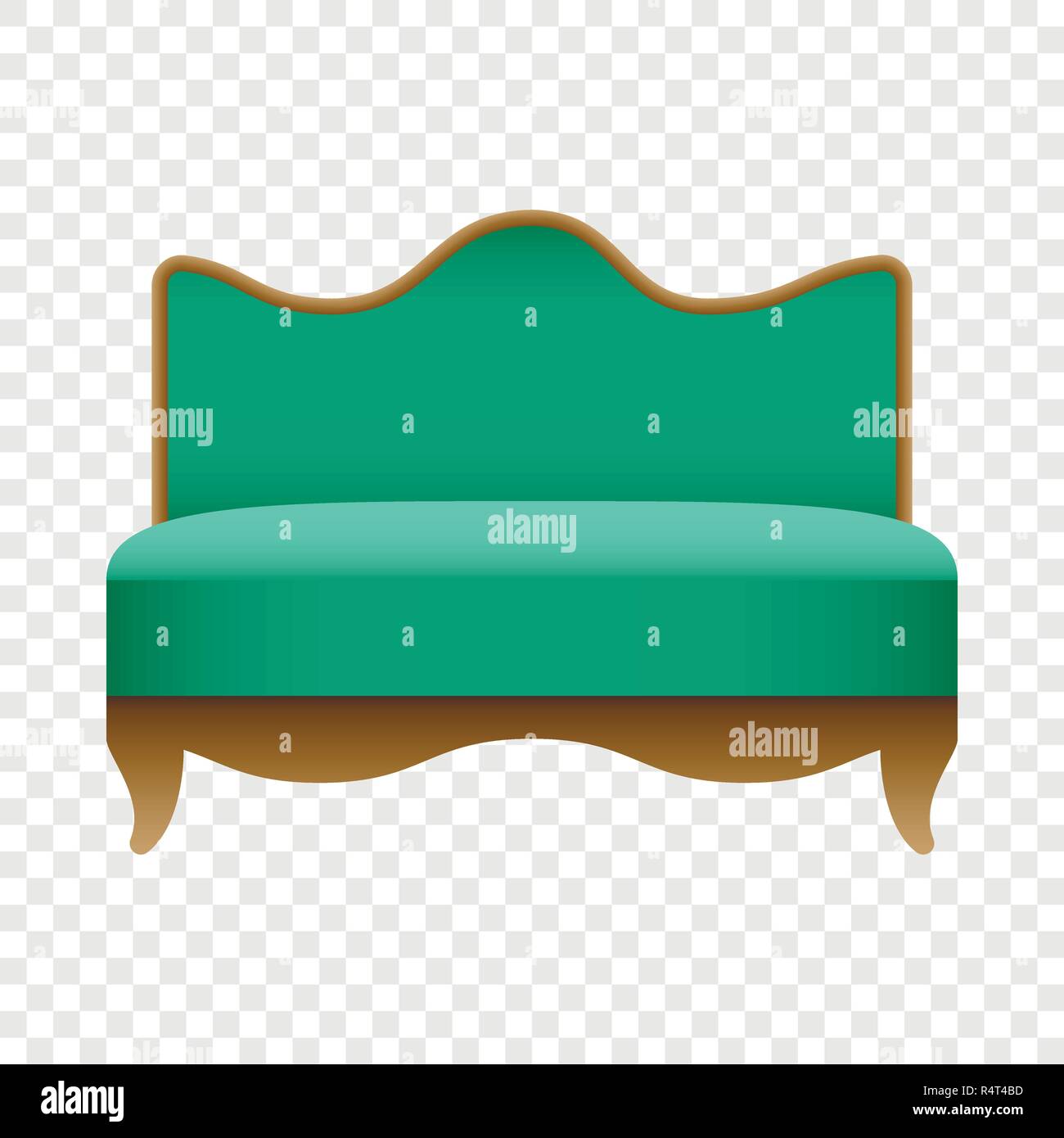 Royal green sofa mockup. Realistic illustration of royal green sofa vector mockup for on transparent background Stock Vector