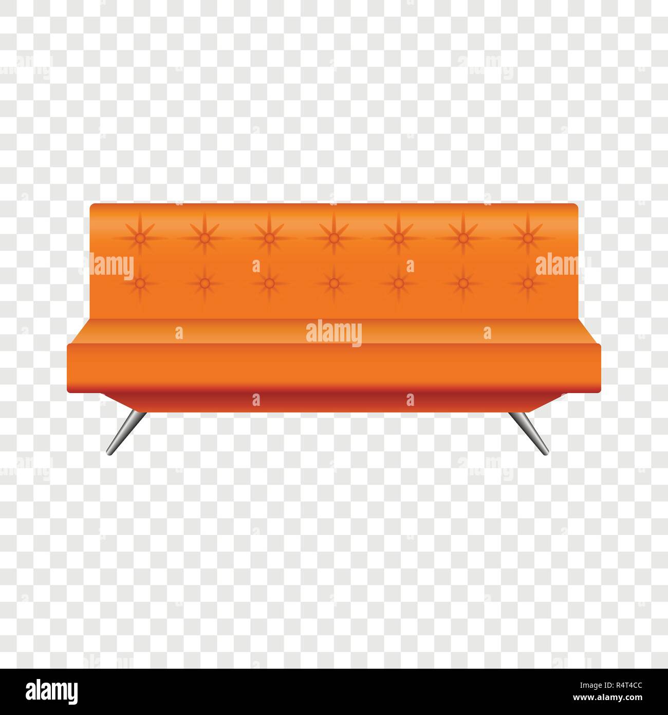 Orange leather sofa mockup. Realistic illustration of orange leather sofa vector mockup for on transparent background Stock Vector